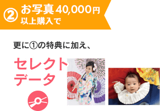 2.お写真40,000円以上購入で、更に1の特典に加え、セレクトデータ